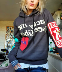 Y2k Graffiti Letter Foam Print Fleece Sweatshirts for Men and Women Streetwear