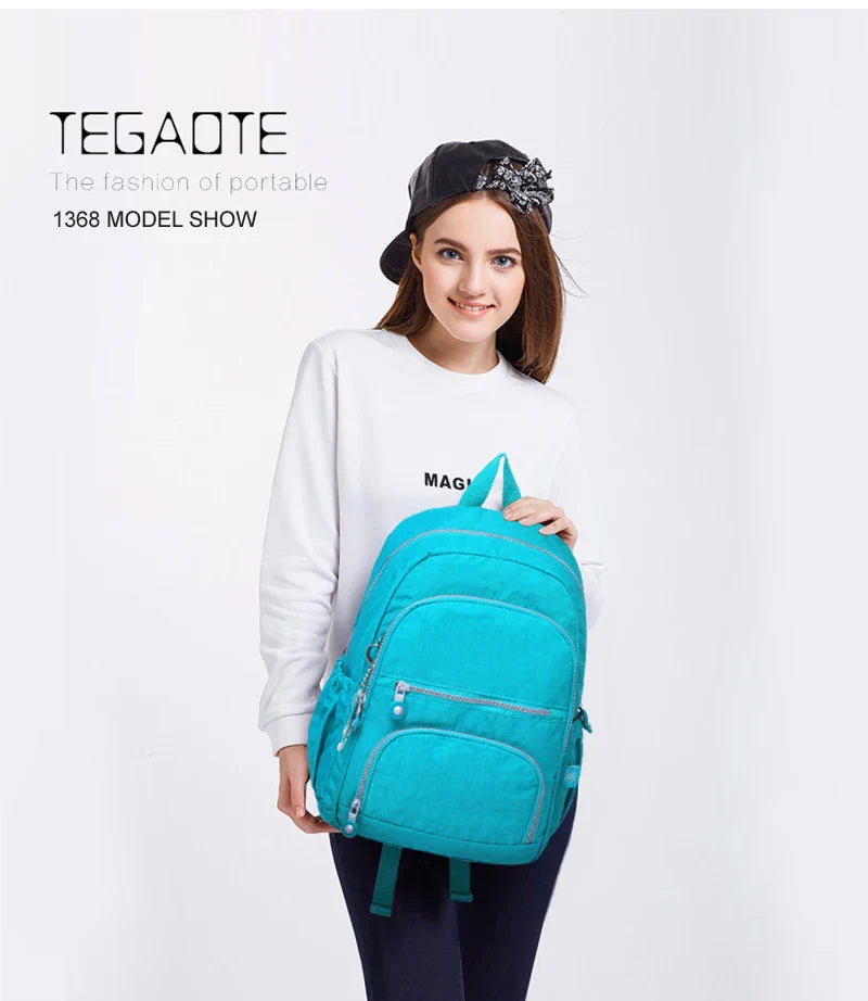 TEGAOTE Aesthetic School Backpacks for Teenagers Girl 2024 Nylon Waterproof Travel BackPack Purse Women Laptop Bagpack Mochila