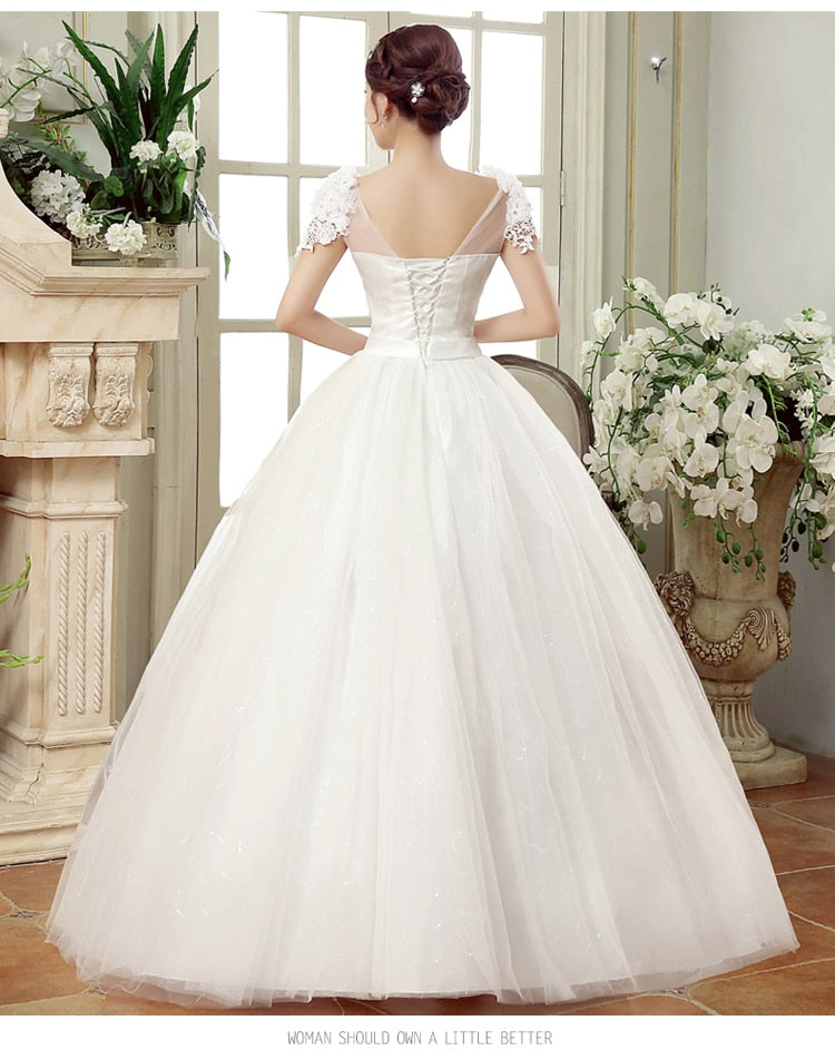 White Bridesmaid Dresses: Large Size Wedding Dress Ball Gowns Bride Embroidery