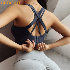 Gym Push Up Bra Women Sports Bra Back Closure High Impact Workout Sport