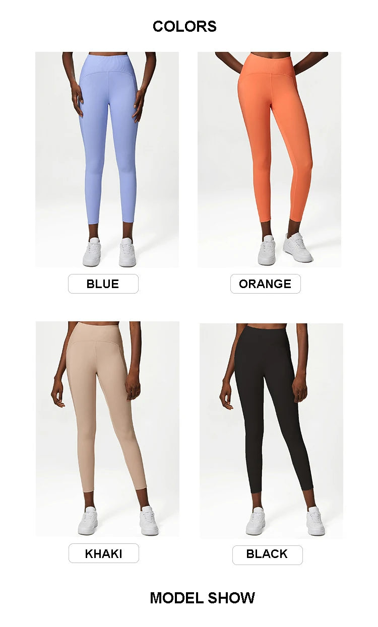 Women Yoga Pants Naked Feeling High Stretch Nylon High Waist Leggings Push Up