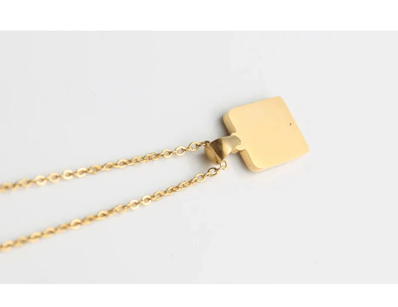 E.B.belle Minimalist Mother of Pearl Shell Stainless Steel Tarnish Free Initial Necklace Gold Plated Letter Necklace for Women