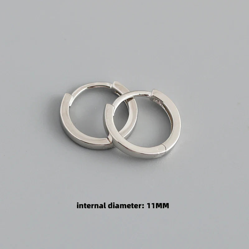 WANTME 925 Sterling Silver Minimalist Punk Rock Circle Hoop Earrings for Women Men Goth Piercing Ear Buckle Charm Fine Jewelry