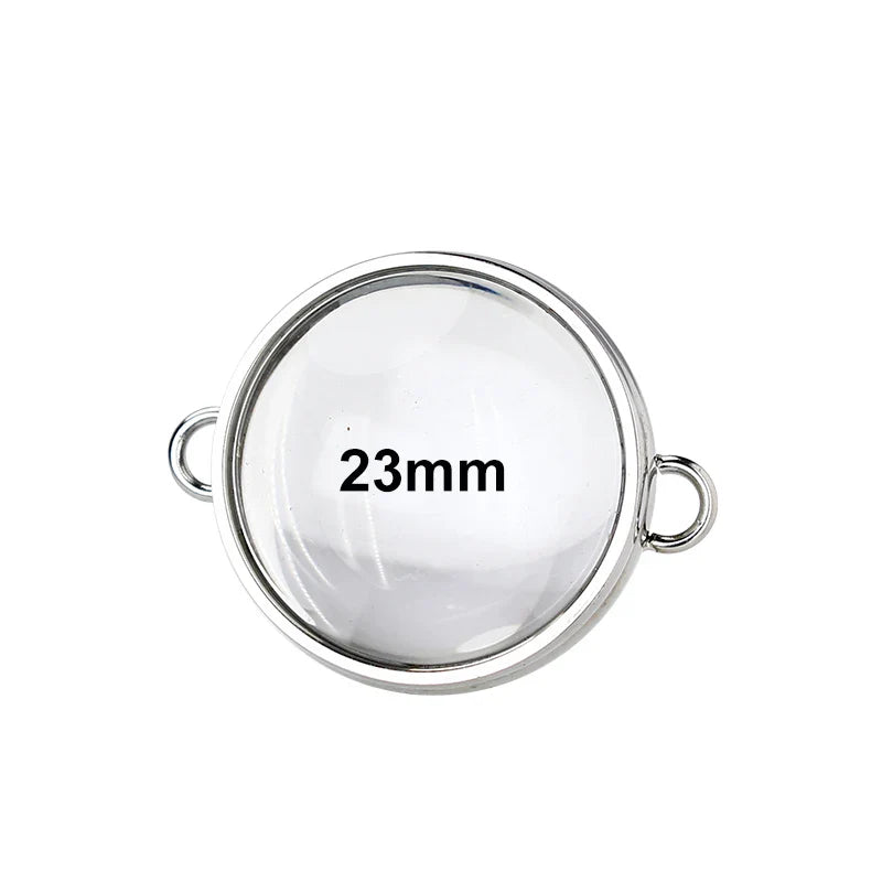 13pcs 17mm 23mm 28mm Women Bracelet Floating Locket Double Curved Glass Living Memory Locket Stainless Steel Jewelry Medallion