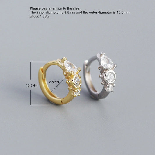 925 Sterling Silver Earring Zircon Sun Flower Ear Ring Geometric Style Water Drop Ear Bone Cute Temperament Woman Girl Ear Jewel