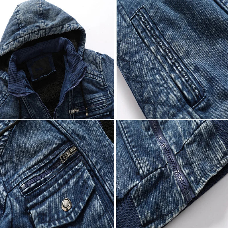 Men’s Denim Jacket Trendy Fashion Male Denim Jean Hoodies Casual Male  Clothing
