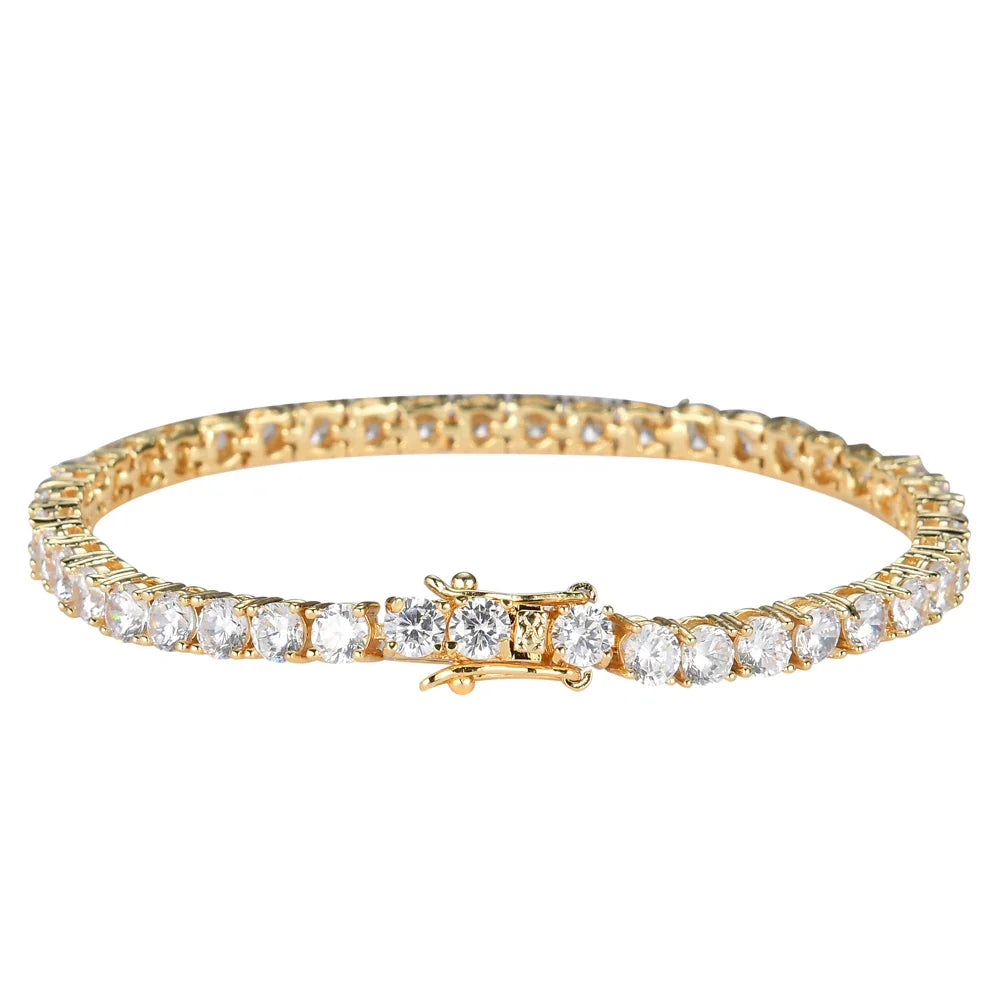 Brass Tennis Bracelet  AAA CZ Bling Bling 3mm 4mm 5mm 1 Row Cubic Zirconia Bracelet For Men And Women Iced Out Jewelry BB019