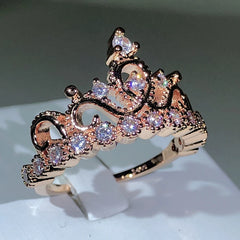 925 silver Birthstone Crown Rings for Women Fashion Zircon Crystal Princess