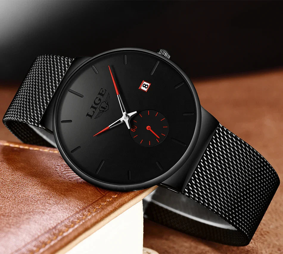 LIGE Ultra Thin Fashion Casual Ladies Watches Elegant Luxury Waterproof Business Quartz Watch for Women Gift Auto Calendar Clock