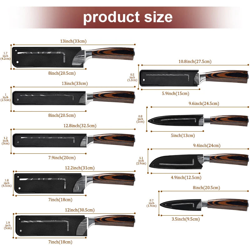 Kitchen knives Set Professional Chef Knives Japanese 7CR17 440C High Carbon