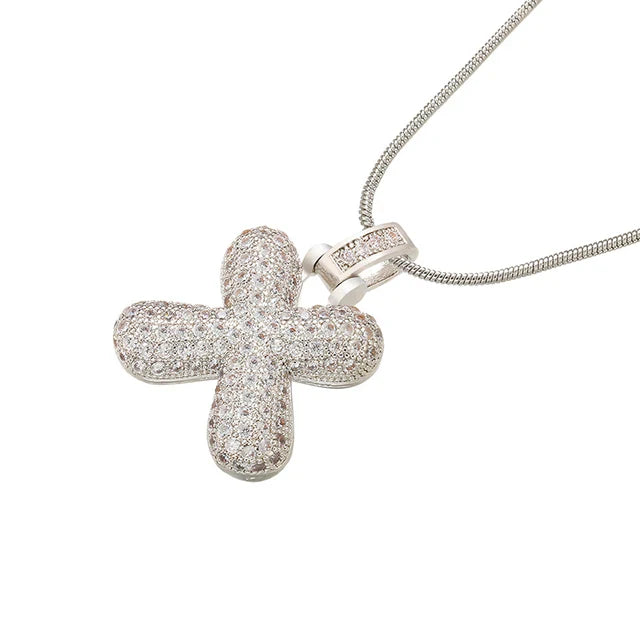 ZHUKOU 1.25x500mm Fat and lovely crystal brass silver color  letter necklace for women friends birthday gift model: VL34