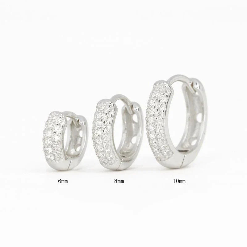 ROXI Half Side Zircon Crystals Hoop Earrings for Women Girls 925 Sterling Silver Jewelry Huggie Earrings Pendientes Plata 925