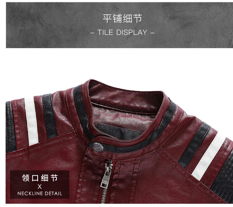 Mens Vintage Motorcycle Jacket Men Fashion Biker Leather Jacket Male