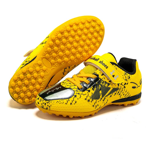 Size 28-39 Children Soccer Shoes Yellow Football Boots Boy Girl Trainers Sneakers