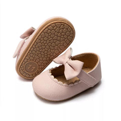 Shoes Infant Toddler Bowknot Non-slip Rubber Soft-Sole Flat PU First Walker