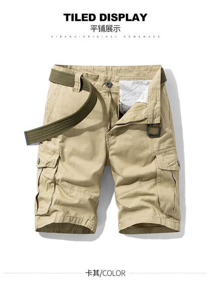 Men's Baggy Multi Pocket Military Cargo Shorts Mens Cotton Khaki Mens Tactical Shorts