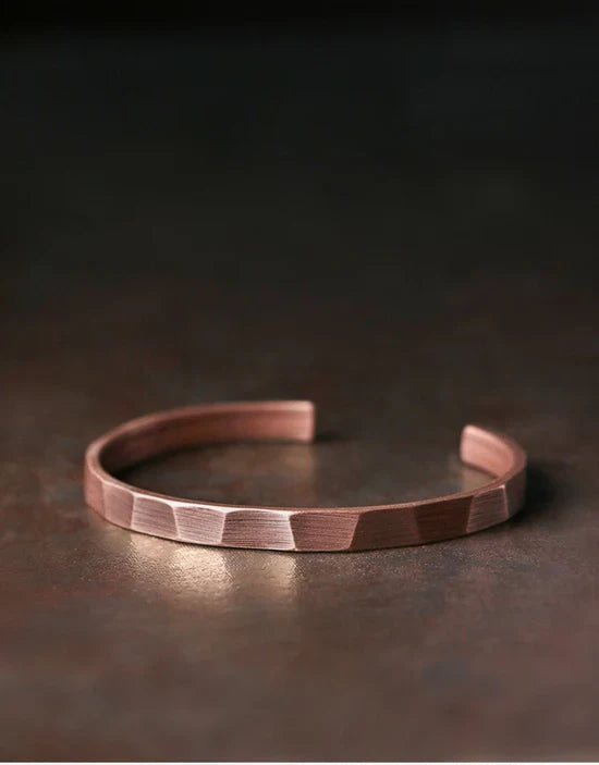 Pure Copper Handmade Bracelet Men Women Rustic Oxidized Cuff Bangle Punk Style Carved Metal Jewelry Gift for Him Her