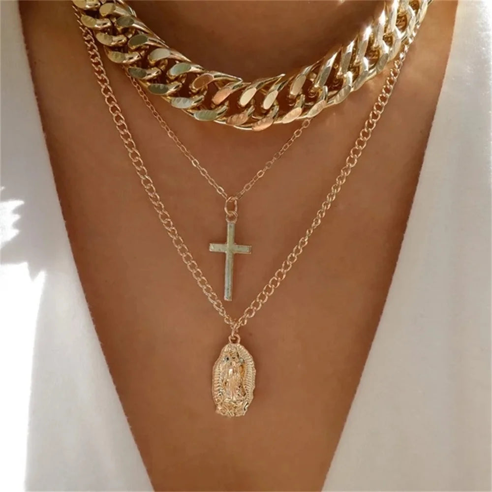 Bls-miracle Boho Fashion Gold Color Heart-Shaped Necklace For Women Trendy