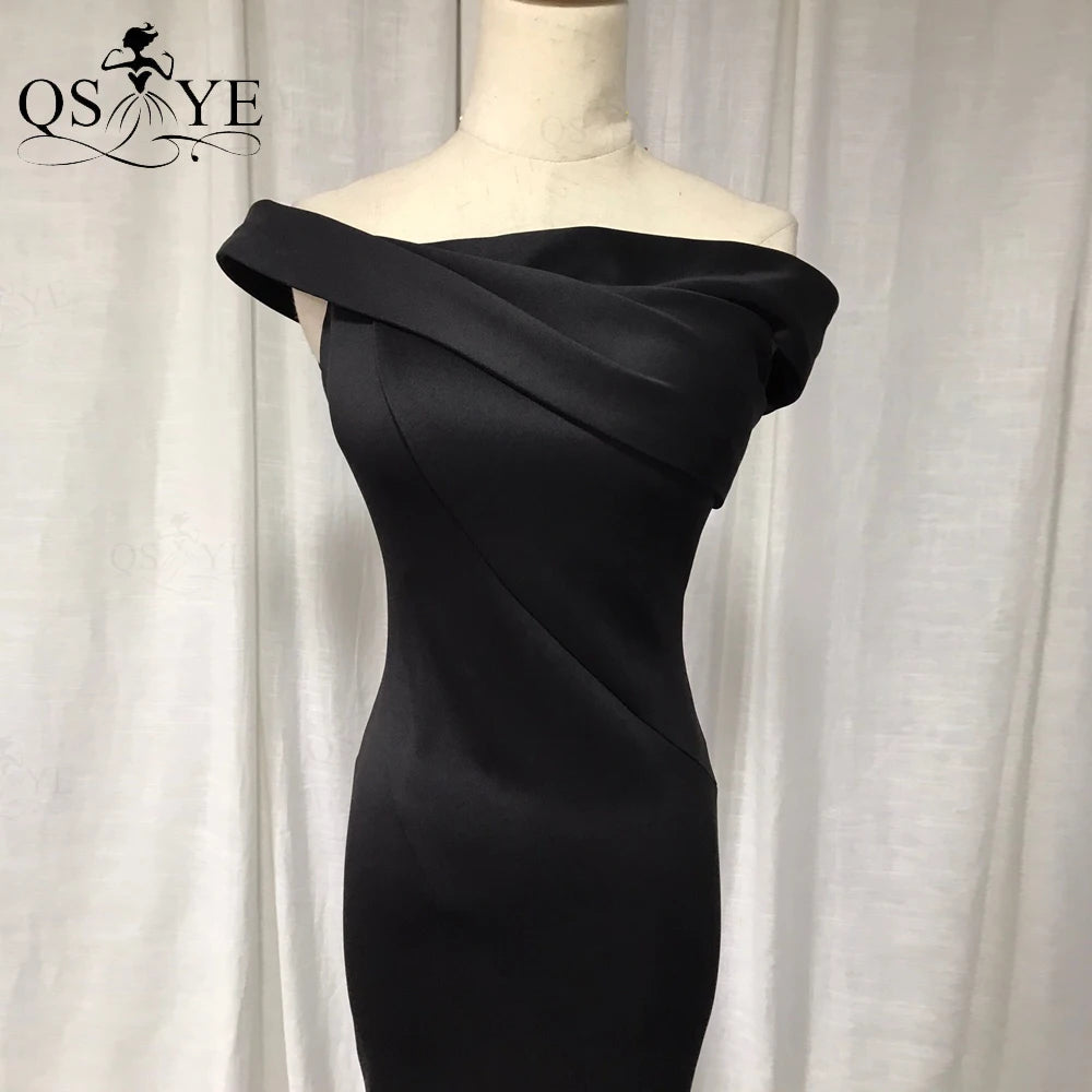 Evening wear Dresses: Black Evening Dresses Elastic Mermaid Off the Shoulder