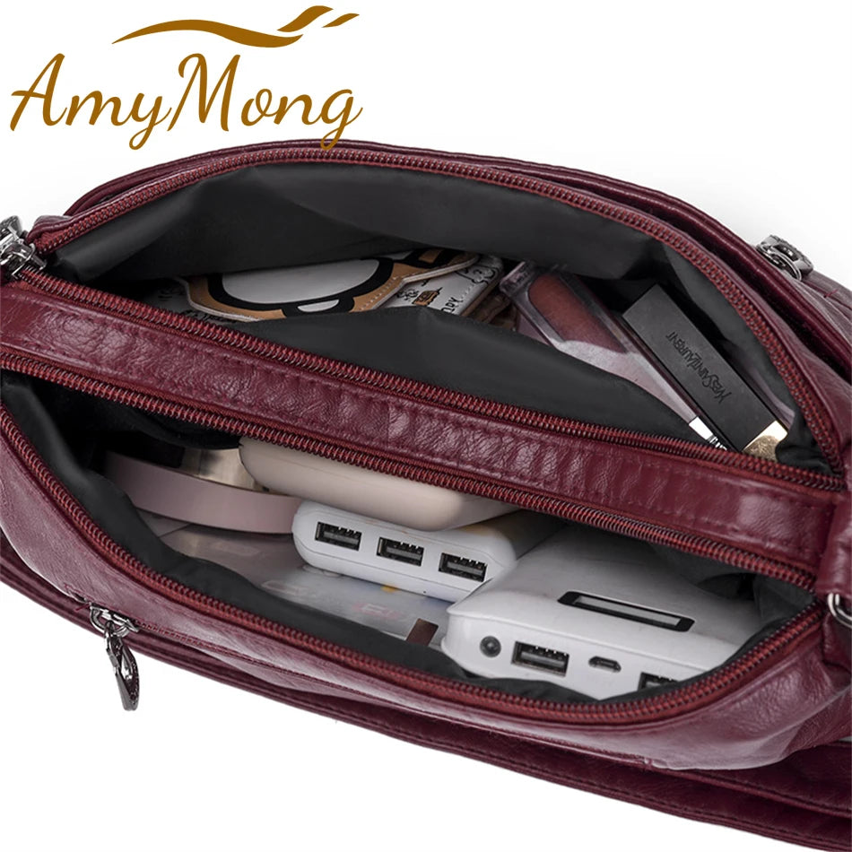 Fashion All-match Solid Color Messenger Bag High Capacity Womens Shoulder Bags