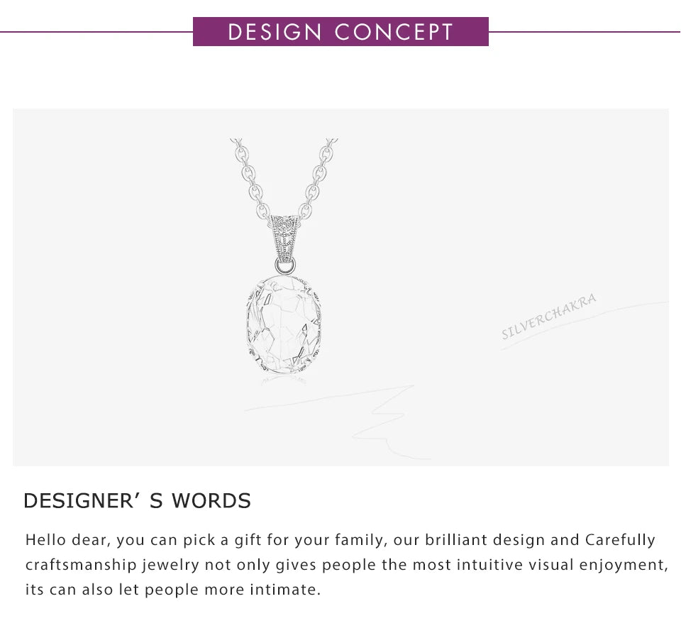 Unique 925 Sterling Silver Necklace Aquamarine Gemstone Pendant Necklaces with Chain