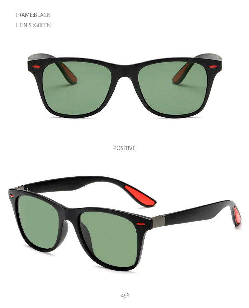 Hot Sale Polarized Sunglasses Men Women Classic Square Plastic Driving Sun Glasses Male Fashion Black Travelling Shades UV400
