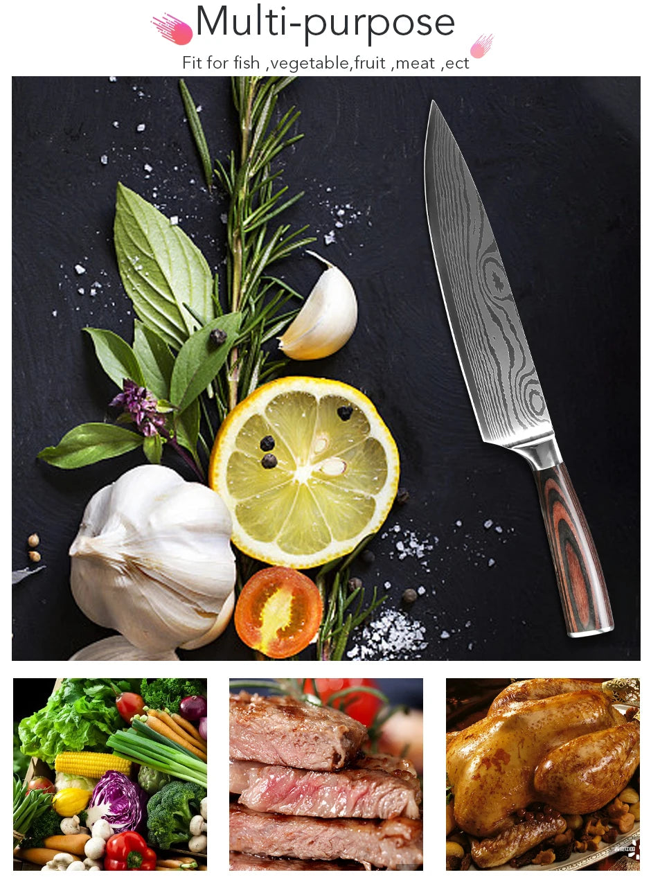 Kitchen Knife Professional Chef Knives Set 7CR17 High Carbon Steel Japanese