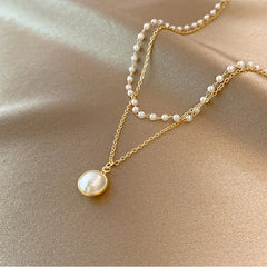 Super Beautiful Pearl Double Necklace Luxury Pearl Pendant