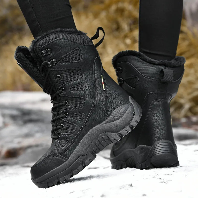 Moipheng Winter Boots Women Super Warm Plus Size 36-46 Mid-Calf Motorcycle Boots