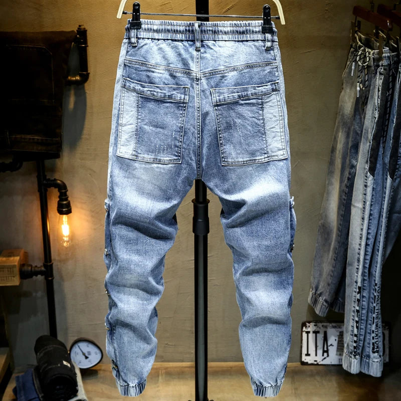 Oversize Jeans Men Harem Pants Wide Leg Loose Fit Tapered Jeans Male Joggers