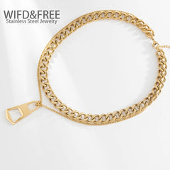 Stainless Steel Necklace Gold Plated Necklaces For Women Punk Style Geometric