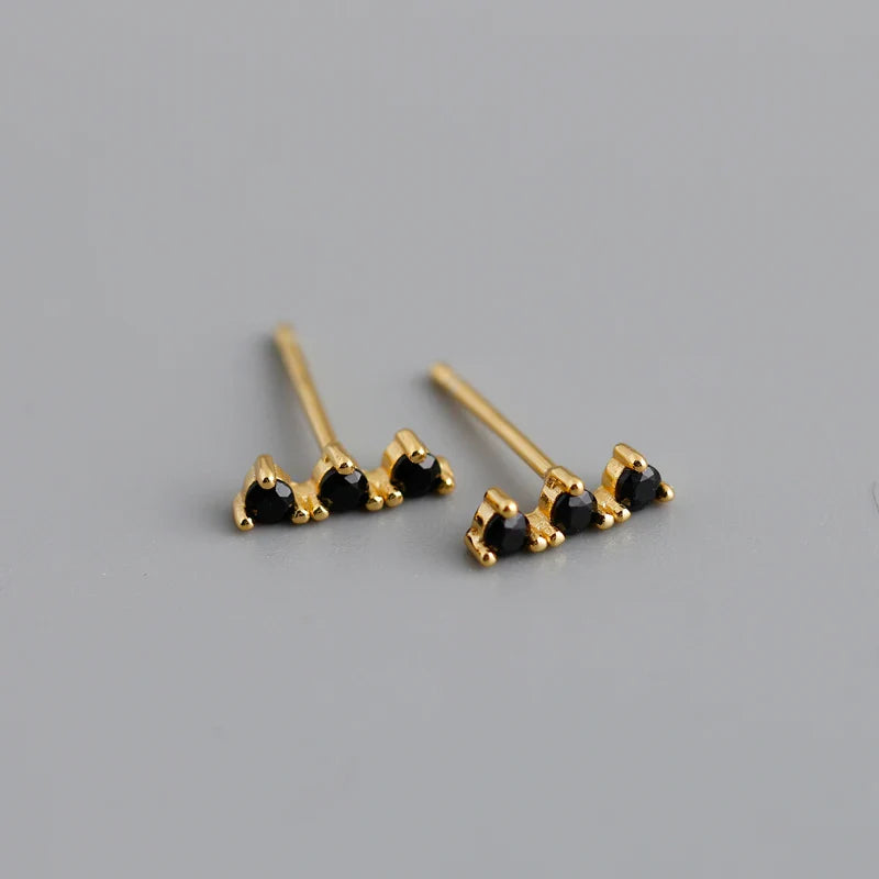 WANTME New Arrival Fashion Korean Blue Zircon Spike Geometric Stud Earrings for Women Real 925 Sterling Silver Gothic Jewelry