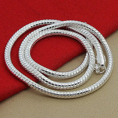 925 Sterling Silver 16/18/20/24/22/24/26/30 Inch 3mm Snake Chain Necklace For Woman