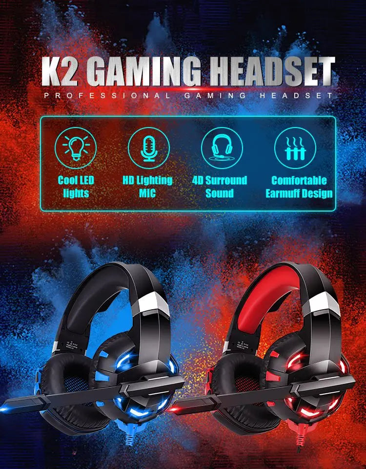 Wired Gaming Headphones With Microphone Led Light For Computer PS4 PS5 Xbox