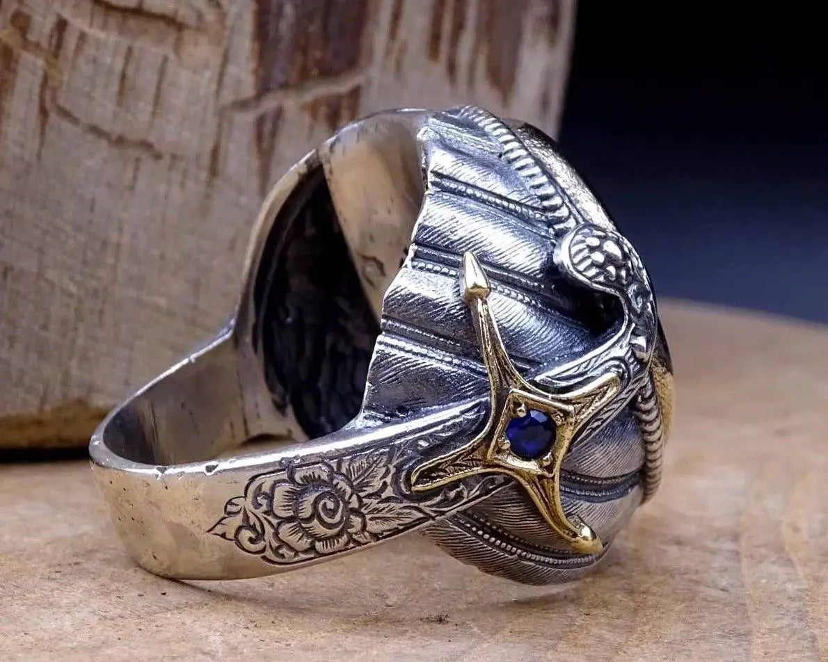 Turkish Handmade Jewelry  Silver Color Plated Islamic Men's Ring