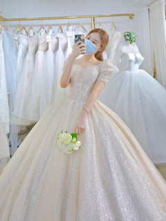 Wedding Dress Princess Bride Dress Shiny Ball Gown Wedding Dress