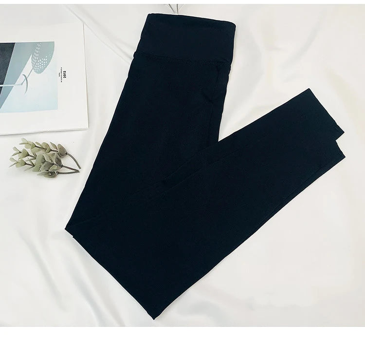 Women Sharkskin Black Leggings Thin Workout Stretch Fitness