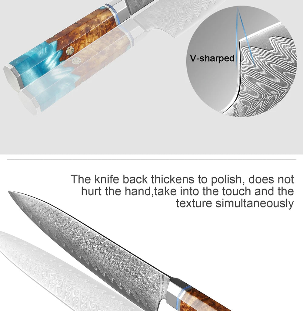 Damascus Knife Set 1-9 PCS Japanese Kitchen Knife Set VG10 Steel Core