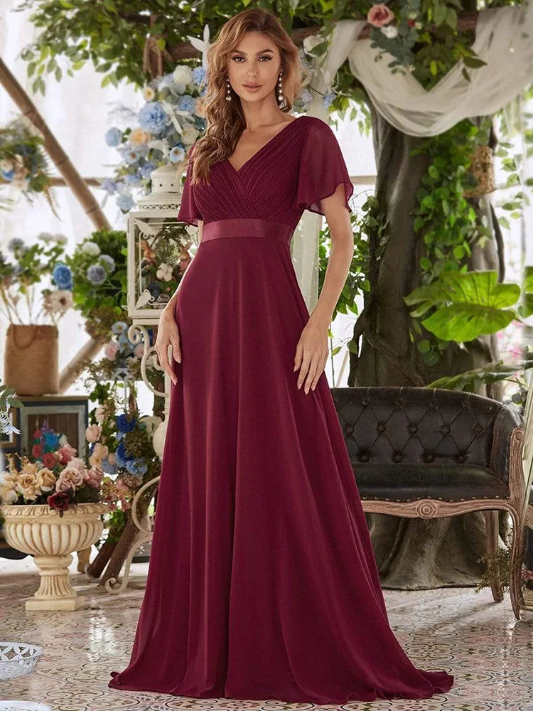 Homecoming Dresses: Women Long Elegant A Line Double V Neck Prom Dress