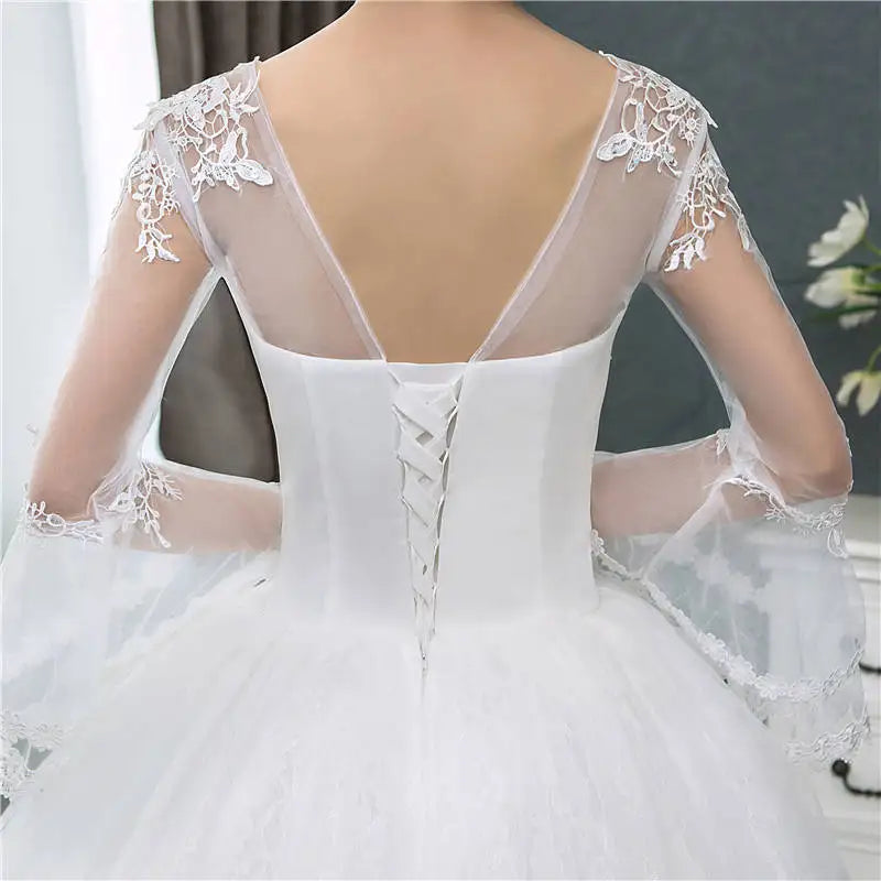 White Bridesmaid Dresses: Wedding Dresses Simple O-neck Back Lace Up Wedding Gown