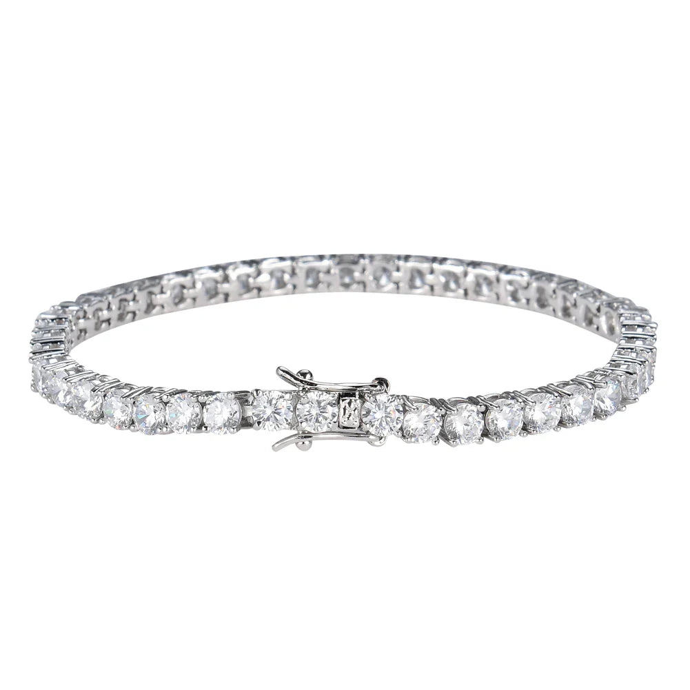 Brass Tennis Bracelet  AAA CZ Bling Bling 3mm 4mm 5mm 1 Row Cubic Zirconia Bracelet For Men And Women Iced Out Jewelry BB019