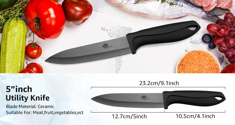 Ceramic Knife 3 4 5 6 Inch Sharp Kitchen Chef Knives Utility Slicer Paring Serrated