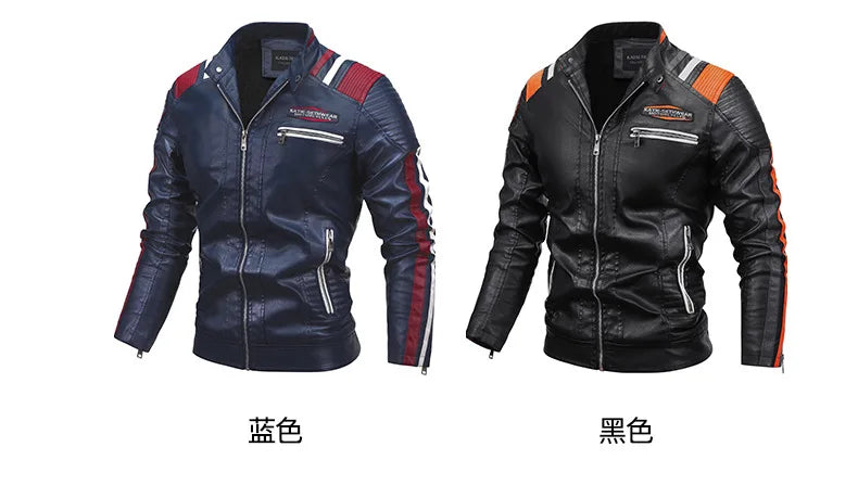 Mens Vintage Motorcycle Jacket Men Fashion Biker Leather Jacket Male