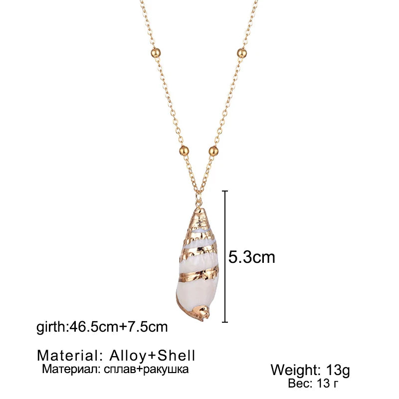 Bohemia Conch Shells Necklace Sea Beach Shell Pendant Necklace For Women