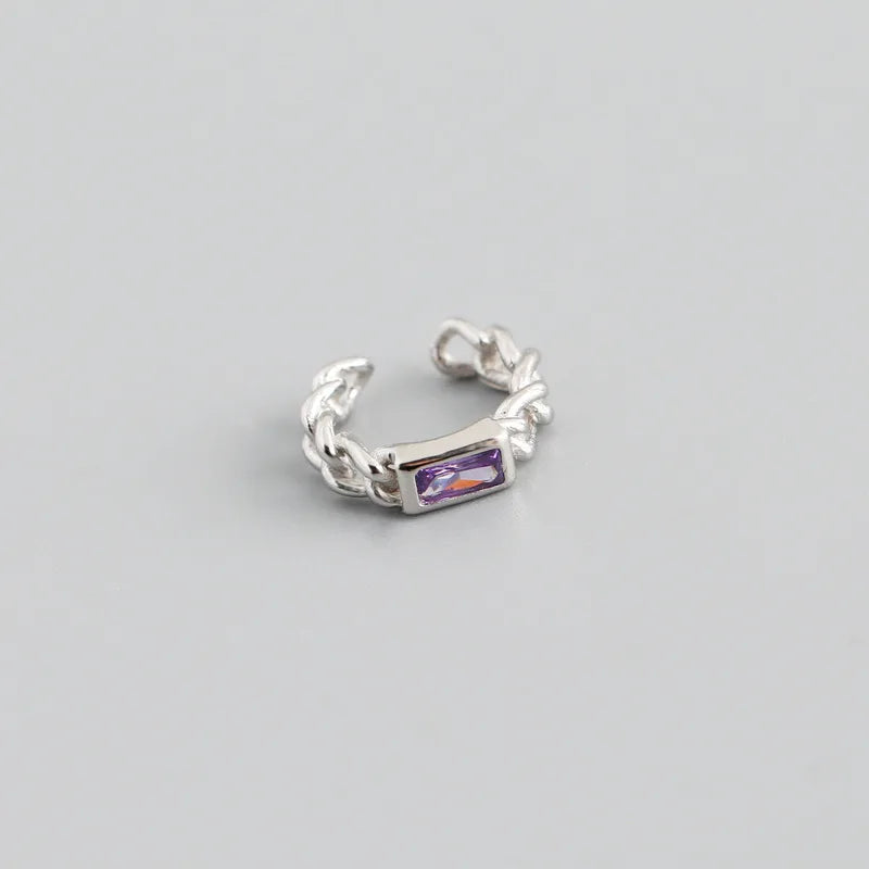 WANTME 925 Sterling Silver Colorful Square Shiny Zircon Beads Piercing Stud Earrings for Women Fashion Gothic Exquisite Jewelry