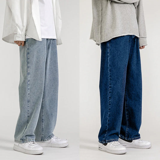 Men Wide Leg Jeans Streetwear Straight Baggy Denim Pants Male Brand Trousers