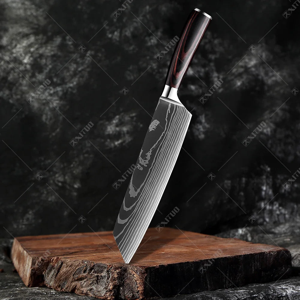 Kitchen Knife Set 1-10PCS Japanese Chef Knives Stainless Steel Cleaver