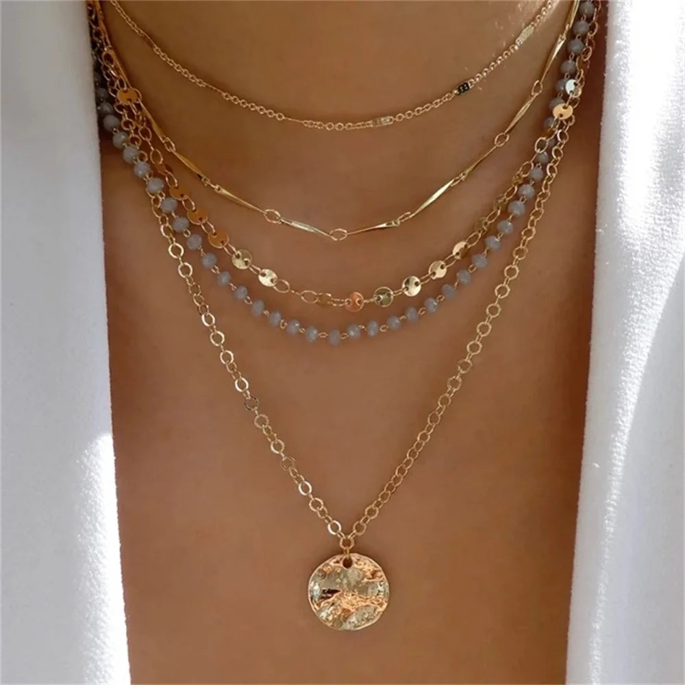 Bls-miracle Boho Fashion Gold Color Heart-Shaped Necklace For Women Trendy