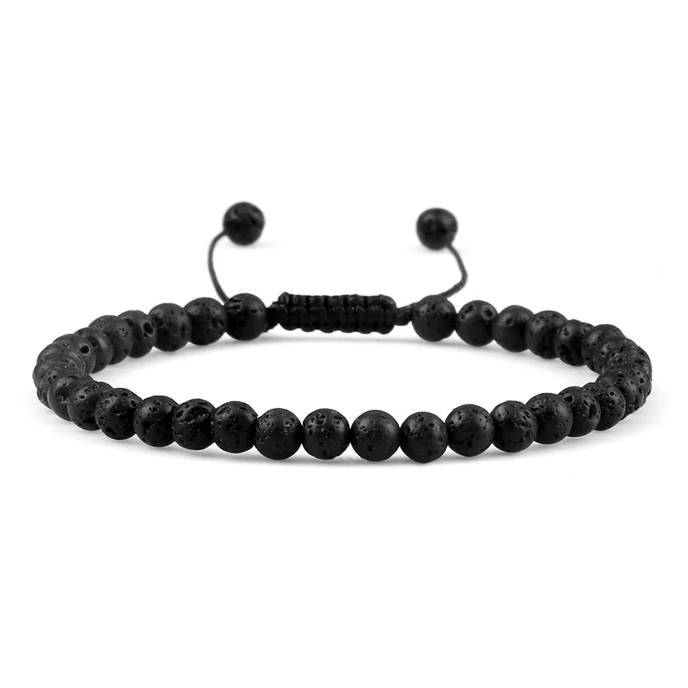 Adjustable Mini Natural Stone Lava Tiger Eye Beaded Bracelets & Bangle for Women Men Chakra Beads Braided Bracelet Charm Jewelry