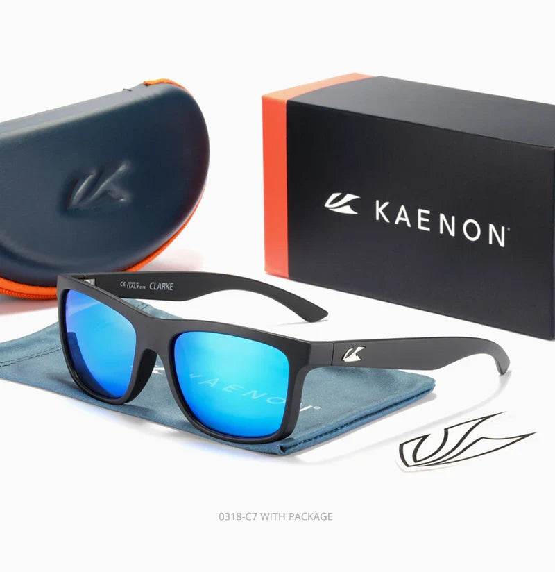 KAENON Square Polarized Sunglasses Men TR90 Flexible Sports Sun Glasses For Women Real Coating Lens With Original Box